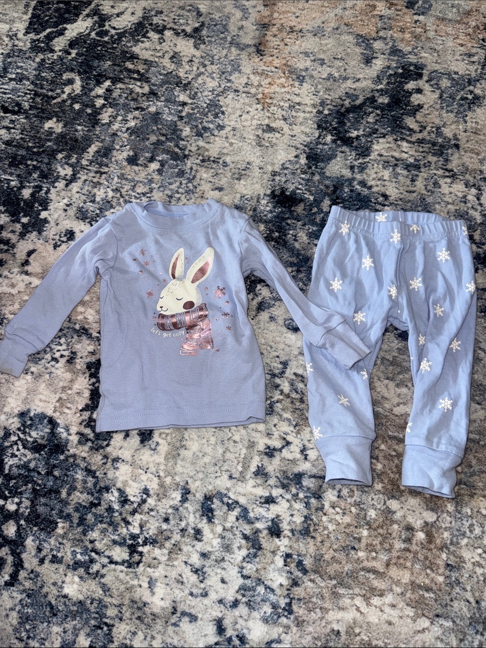 Carter's Lavender Bunny Pajama Set with Snowflake Pants